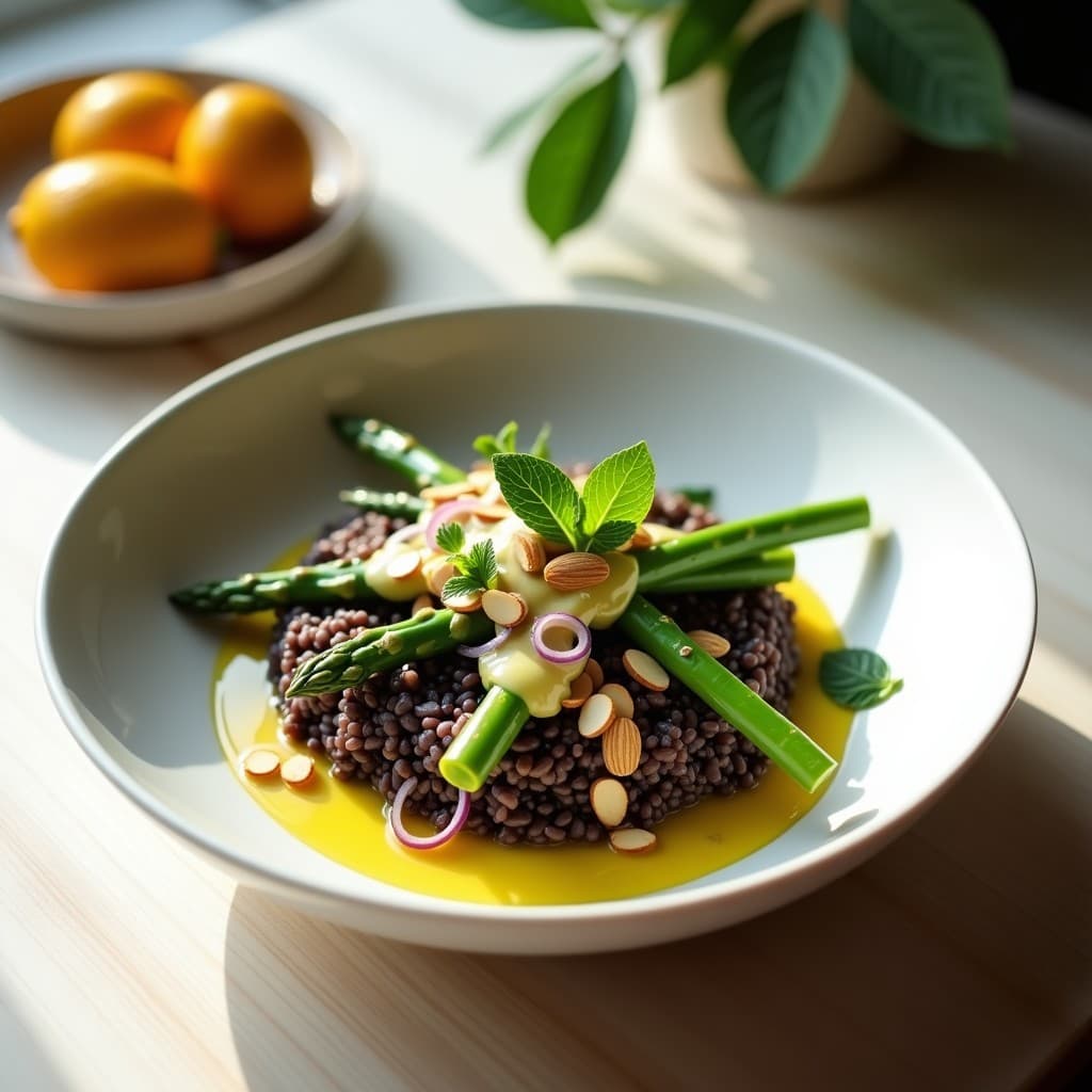Bowl de Arroz Salvaje y Espárragos con Aderezo de Limón: Receta Raymond Blanc