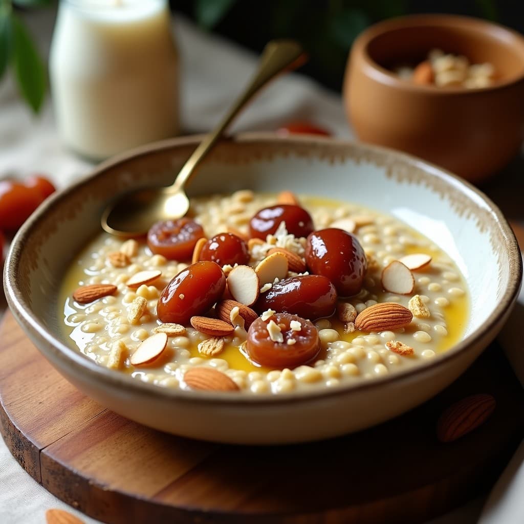 Bowl de Avena con Leche de CAMeLla y Dátiles: Desayuno Emirati Alto en Energía