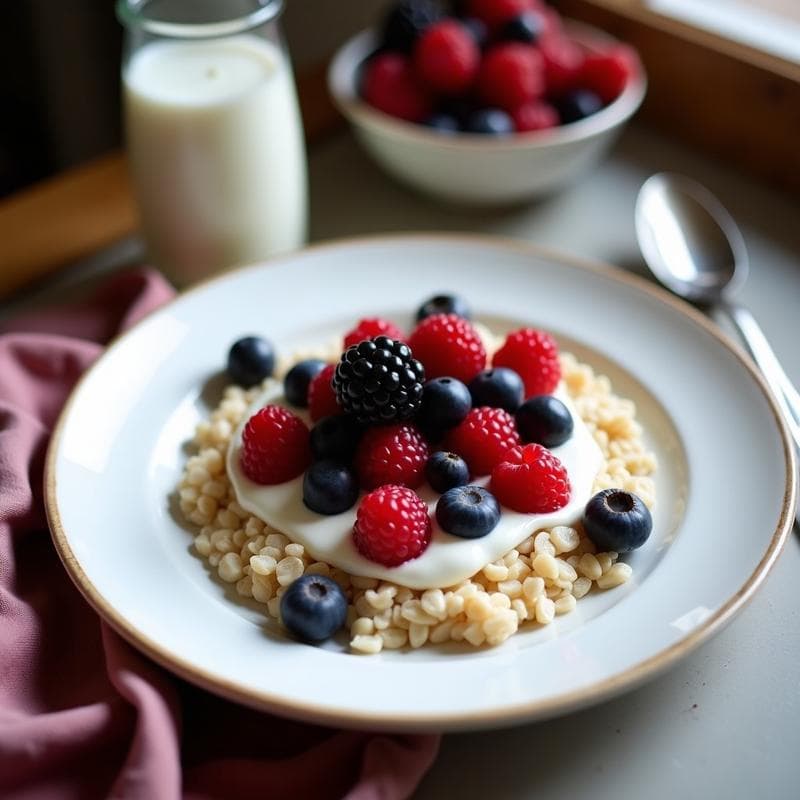 Bowl de Avena Nocturna con Yogur de Coco y Frutos Rojos: Desayuno Sin Lactosa y Sin Horno