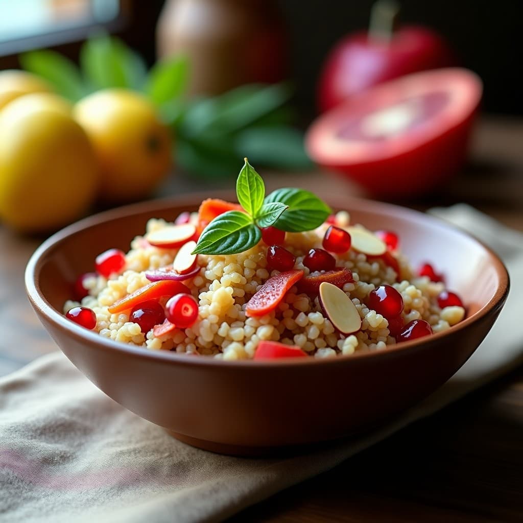 Bowl de Bulgur con Granados y Mentira: Receta Árabe con Vinagreta de Limón