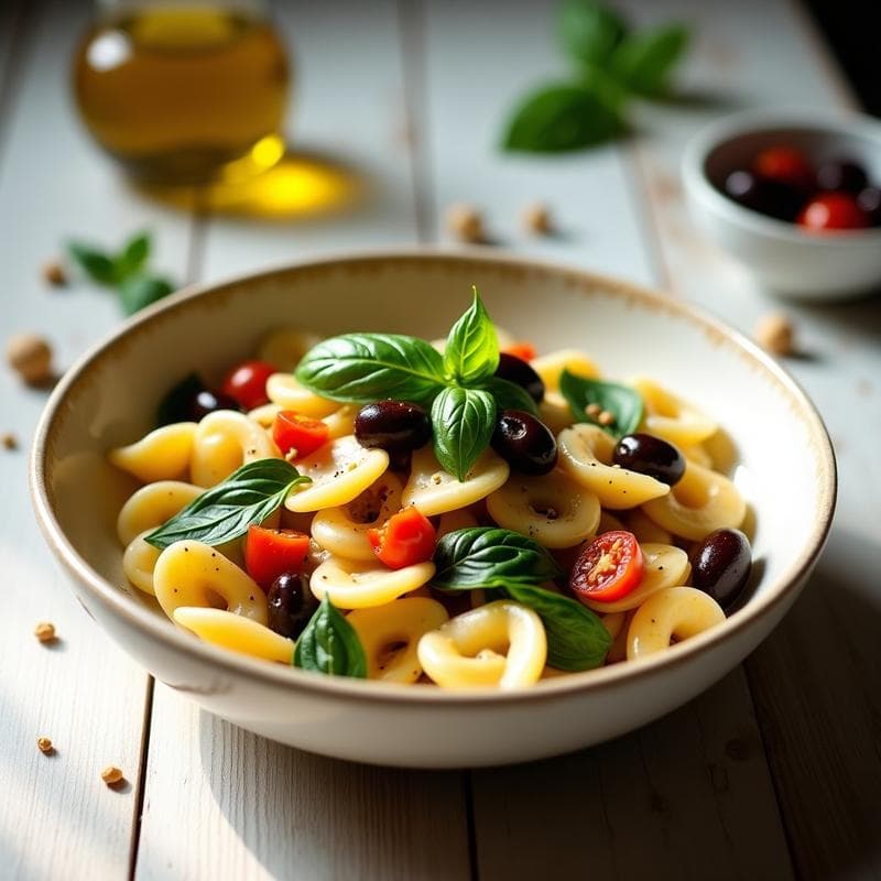 Bowl de Conchiglias con Espinacas, Tomates Secos y Aceitunas: Receta Italiana Vegana y en Olla Exprés