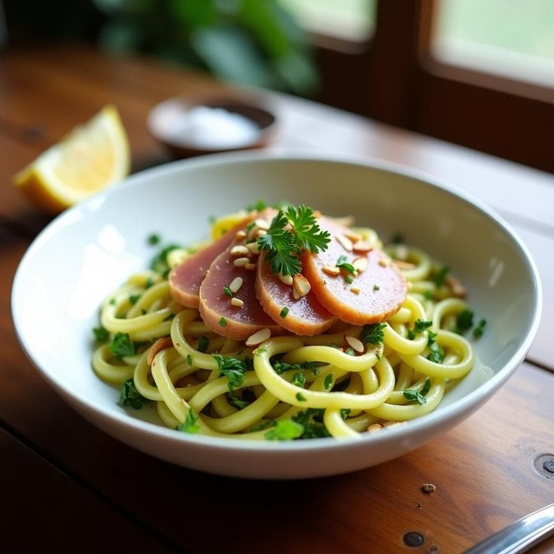 Bowl de Fideo de Calabacín y Atún con Alioli de Azafrán: Receta Sin Gluten en 15 Minutos