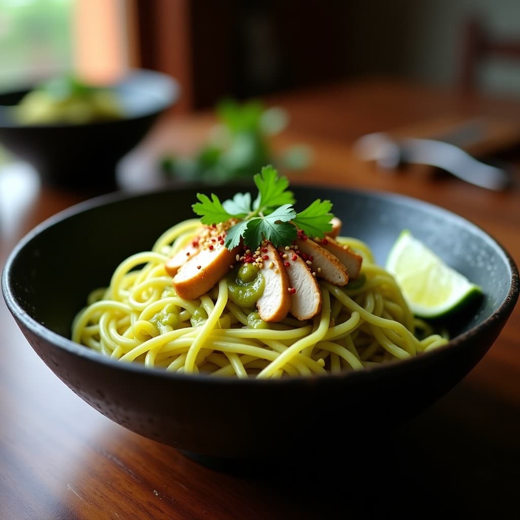 Bowl de Fideo de Konjac con Pollo al Curry Verde: Receta Keto y Baja en Calorías en 20 Minutos