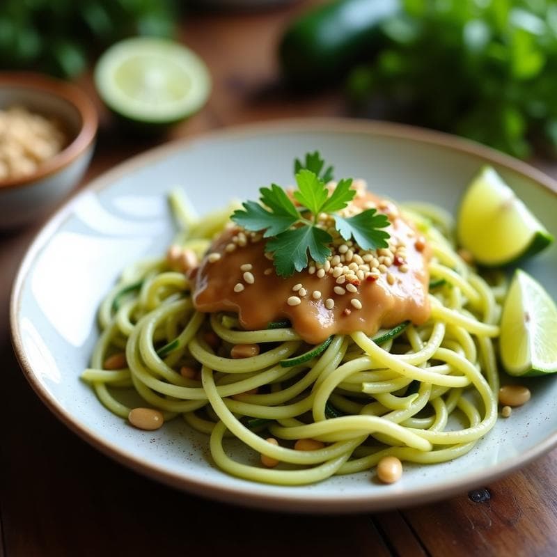 Bowl de Fideos de Calabacín con Salsa de Cacahuete y Limón: Receta en Thermomix Sin Gluten