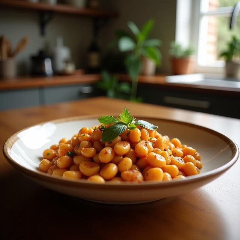 Bowl de Fonio con Garbanzos Crujientes y Vinagreta de Tamarindo: Desayuno Africano Vegano