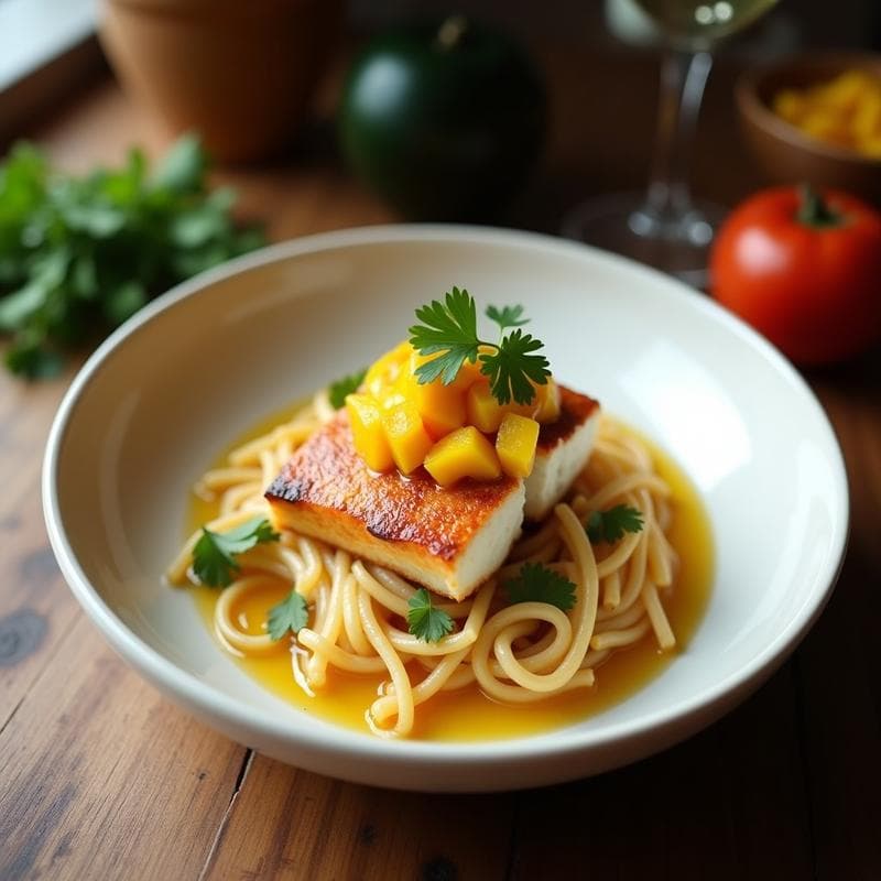 Bowl de Fonio con Pescado Blanco y Salsa de Mango Habanero: Receta Africana Alta en Proteína