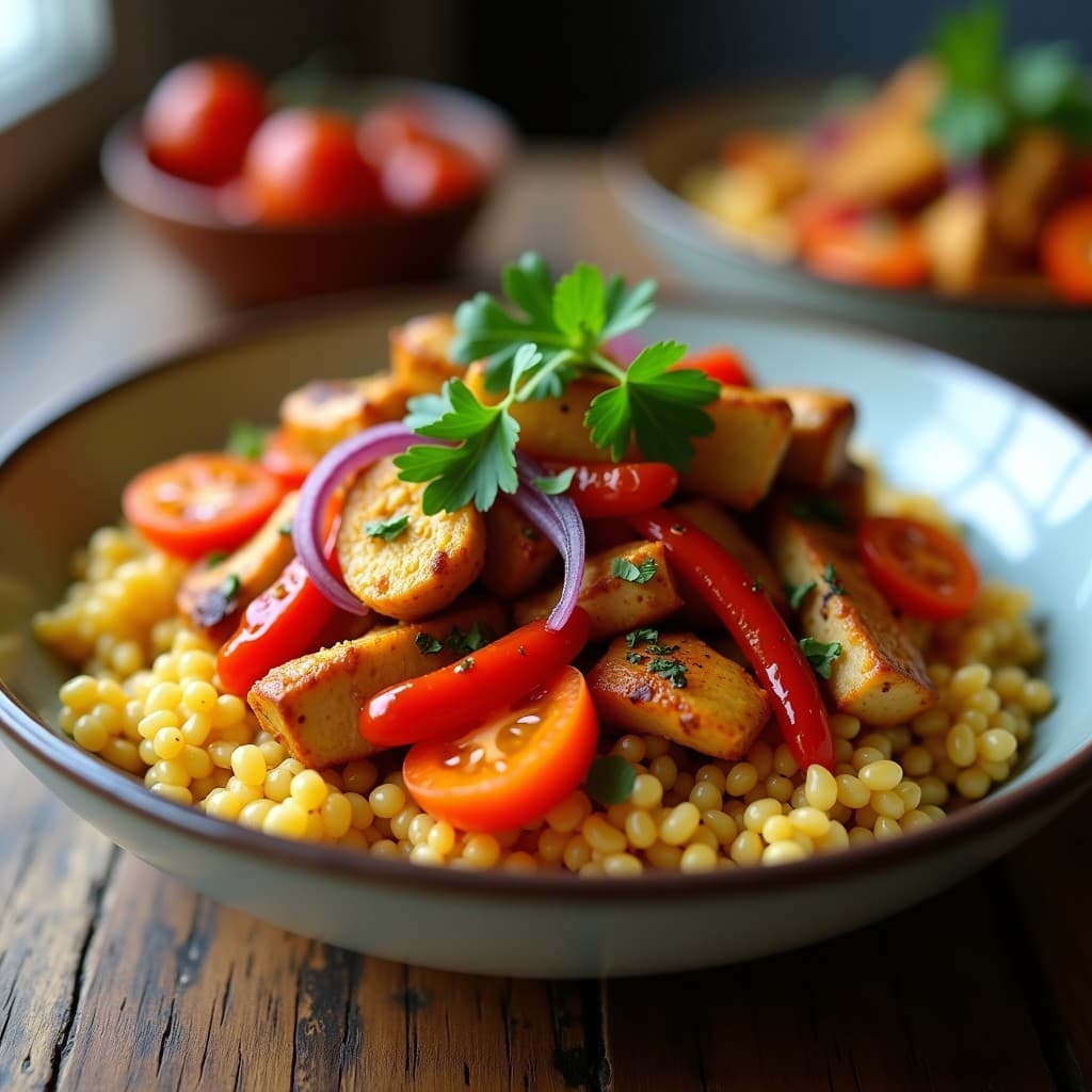 Bowl de Fono con Pollo al Curry y Vinagreta de Tamarindo: Receta Africana Sin Gluten