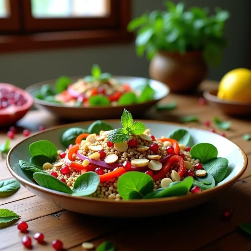 Bowl de Freekeh con Granadas y Mentol: Receta Persa Vegana y Rica en Fibra