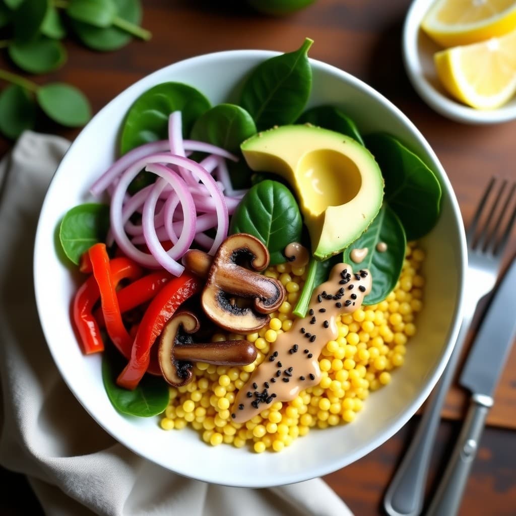 Bowl de Mijo con Hongos Shitake Salteados y Vinagreta de Sésamo: Receta Vegana y Sin Gluten