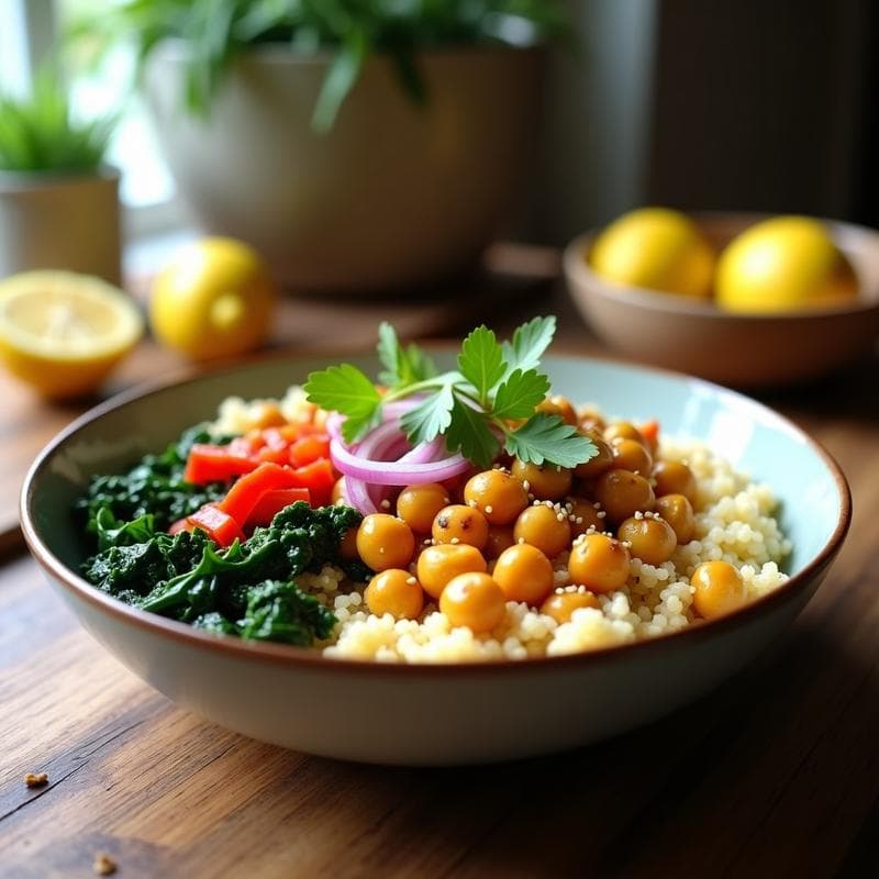 Bowl de Quinoa y Garbanzos con Cúrcuma: Receta Umami Rápida y Antiinflamatoria