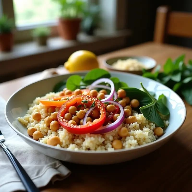Bowl de Trigo Sarraceno con Garbanzos y Aderezo de Limón Confitado: Receta Libro en 20 Minutos