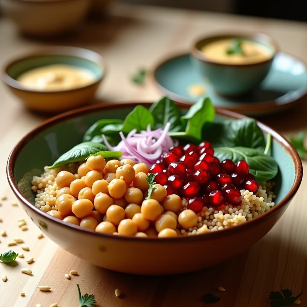 Bowl de Trigo Sarraceno con Garbanzos Tostados y Tahini: Receta Libanesa Sin Gluten