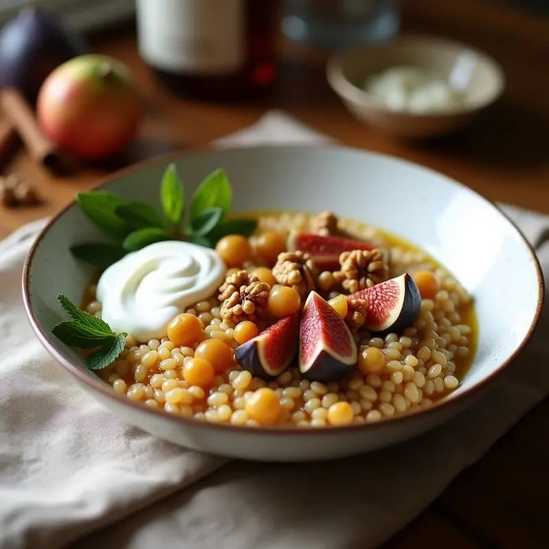 Bowl de Trigo Sarraceno y Higos caramelizados con Vinagreta de Vinagre de Sidra: Desayuno Francés Sin Gluten