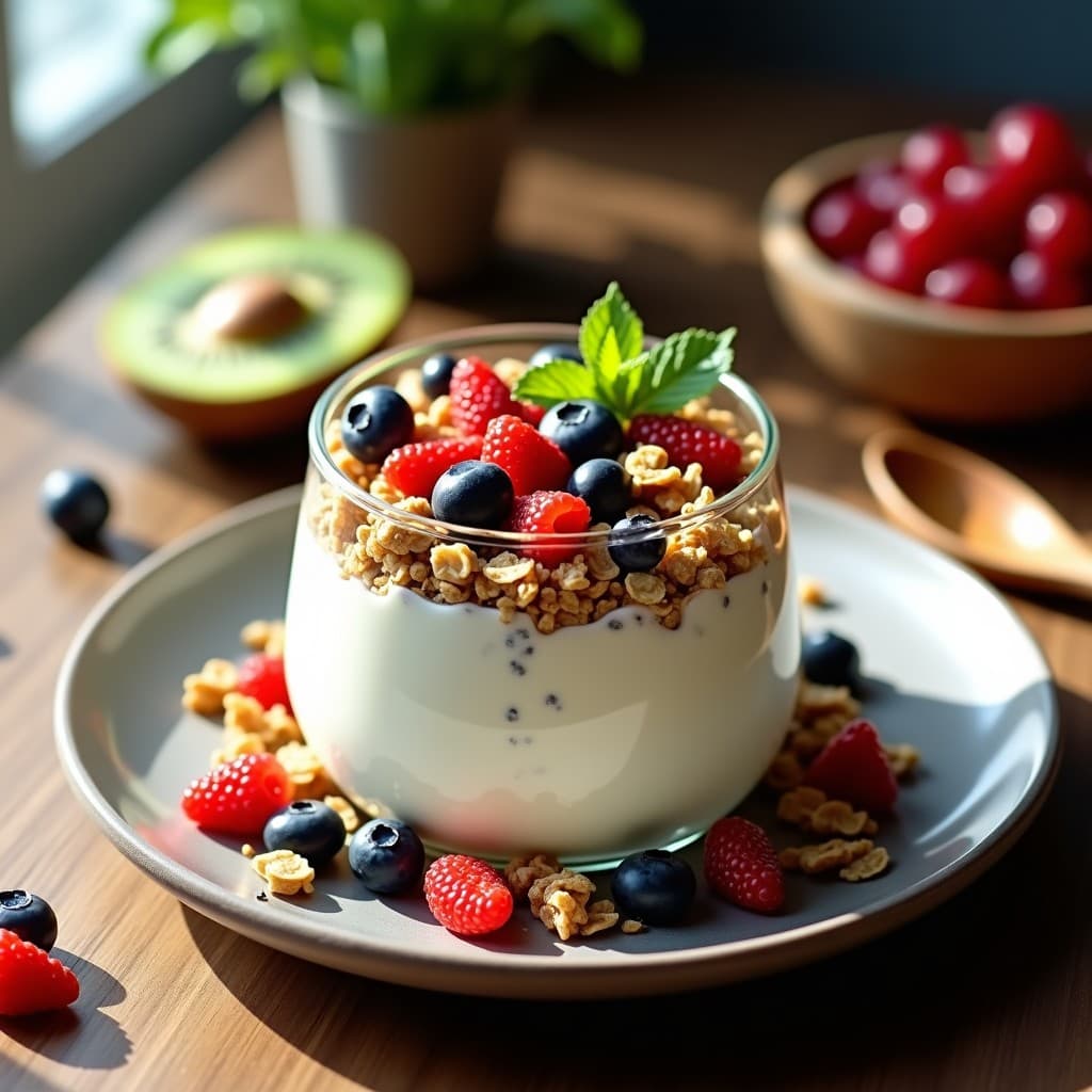 Bowl de Yogur Griego con Granola de Quinoa y Moras de Goji: Desayuno energético y alta en fibra