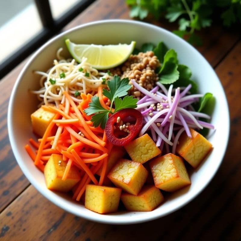 Bowl de Yuca Asada con Salsa de Cacahuete y Limón: Receta Vegana y Sin Gluten con Toque Tailandés