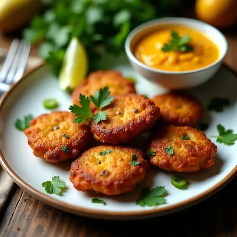 Brahmi Pakoras: Frituras Indianas de Espinacas de Agua con Salsa de Mango