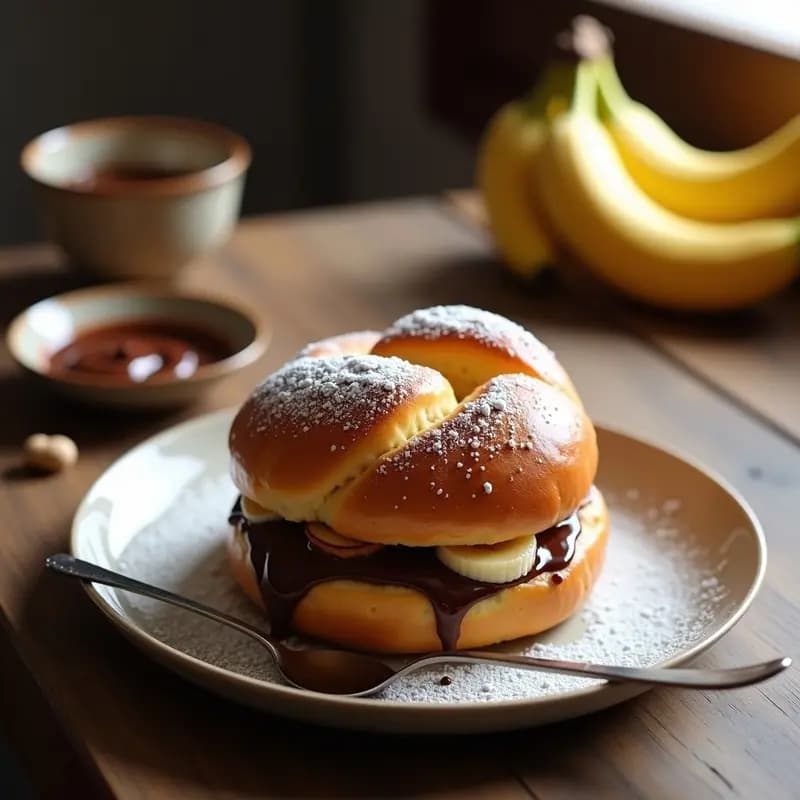 Brioche Francesa Rellena de Nutella y Plátano: Desayuno Dulce y Esponjoso