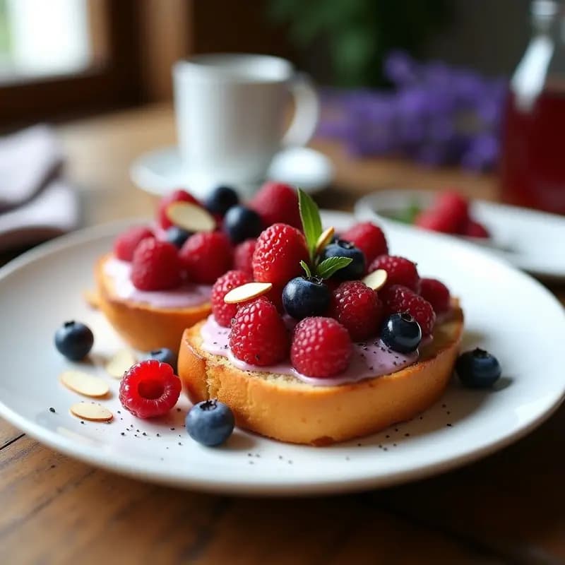 Brioche Francés con Helmado de Frutos Rojos y Lavanda: Desayuno Gourmet en 15 Minutos