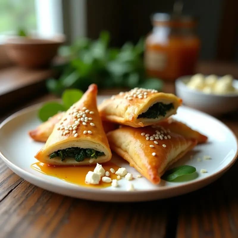 Briouats de Espinacas y Queso Feta con Miel: Empanadillas Marroquíes Dulce-Salado