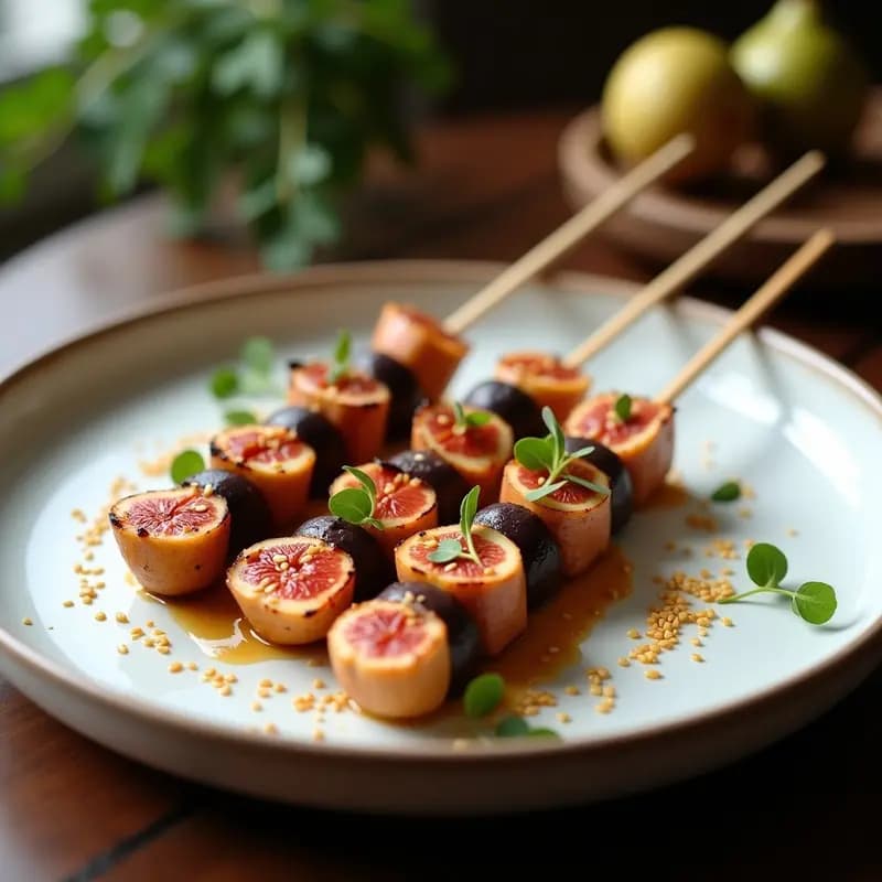 Brochetas de Atún y Higos Frescos con Vinagreta de Sésamo: Receta de Fusion Japonés-Africano