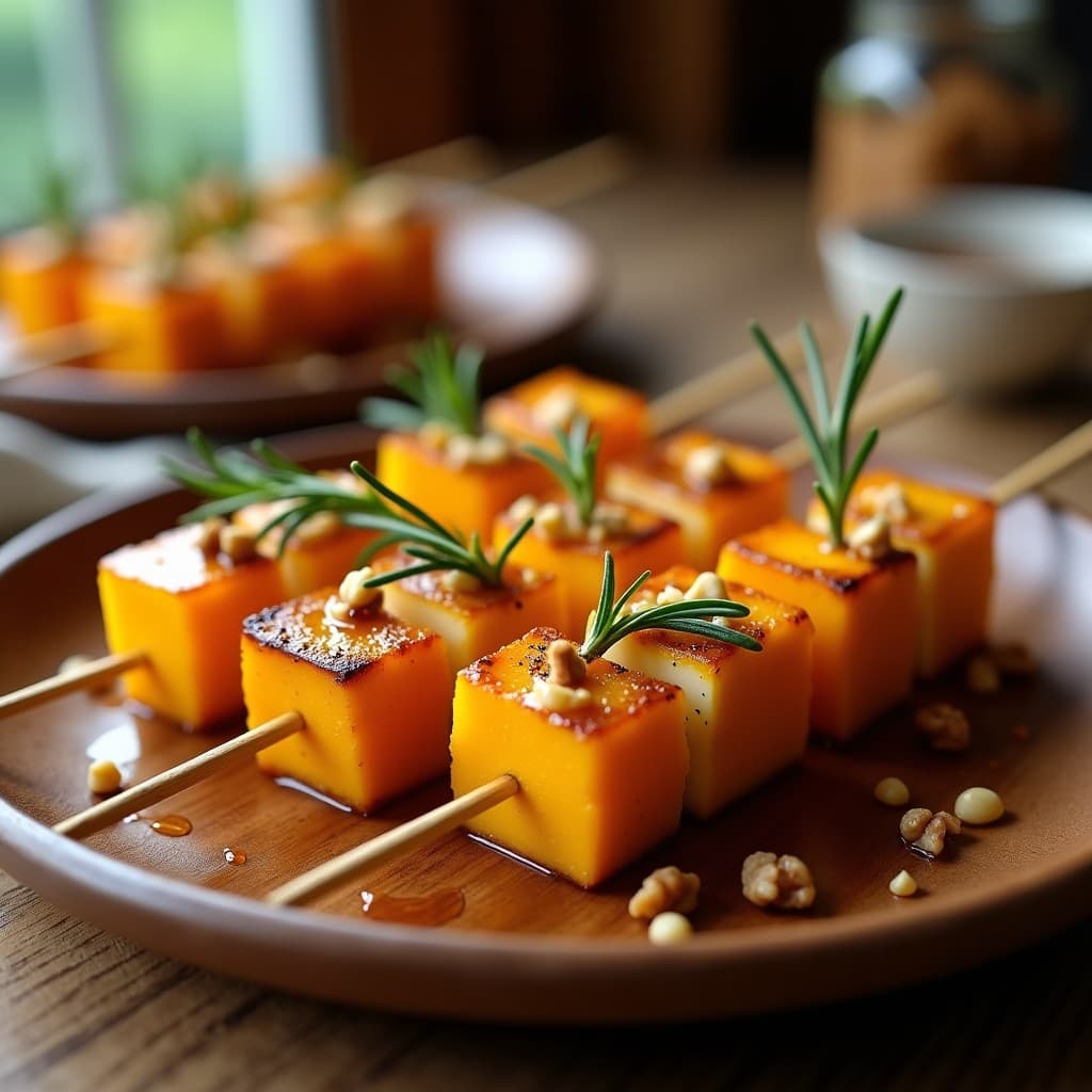 Brochetas de Calabaza y Manchego con Miel de Romero: Receta Española en Airfryer y Dulce-Salada