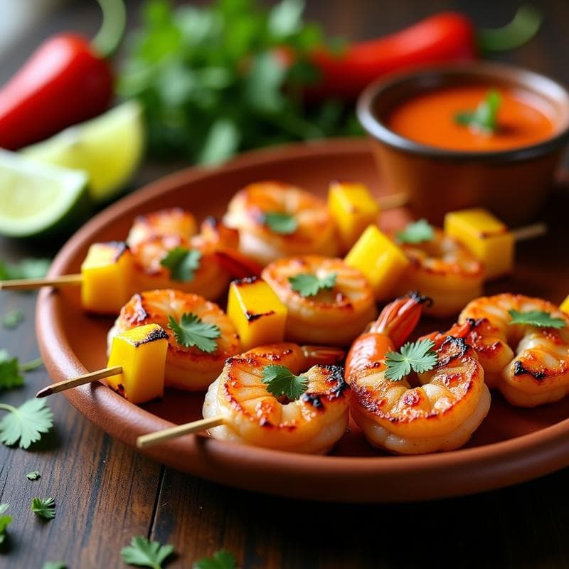 Brochetas de Camarón y Mango con Salsa de Chile Habanero: Receta Mexicana en Airfryer