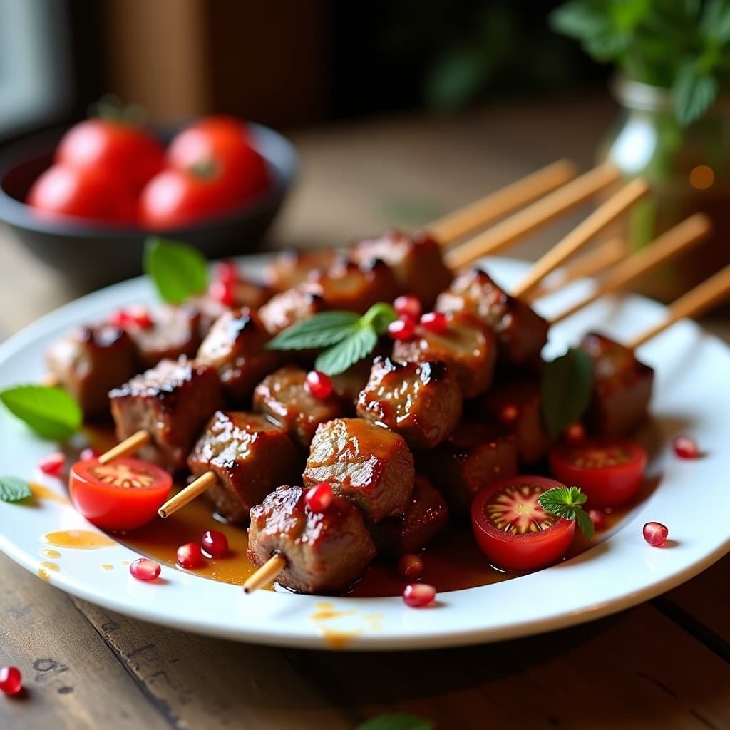 Brochetas de Cordero Marinado en Pomegranate Molasses: Receta Iraní en Airfryer con Toque Crujiente