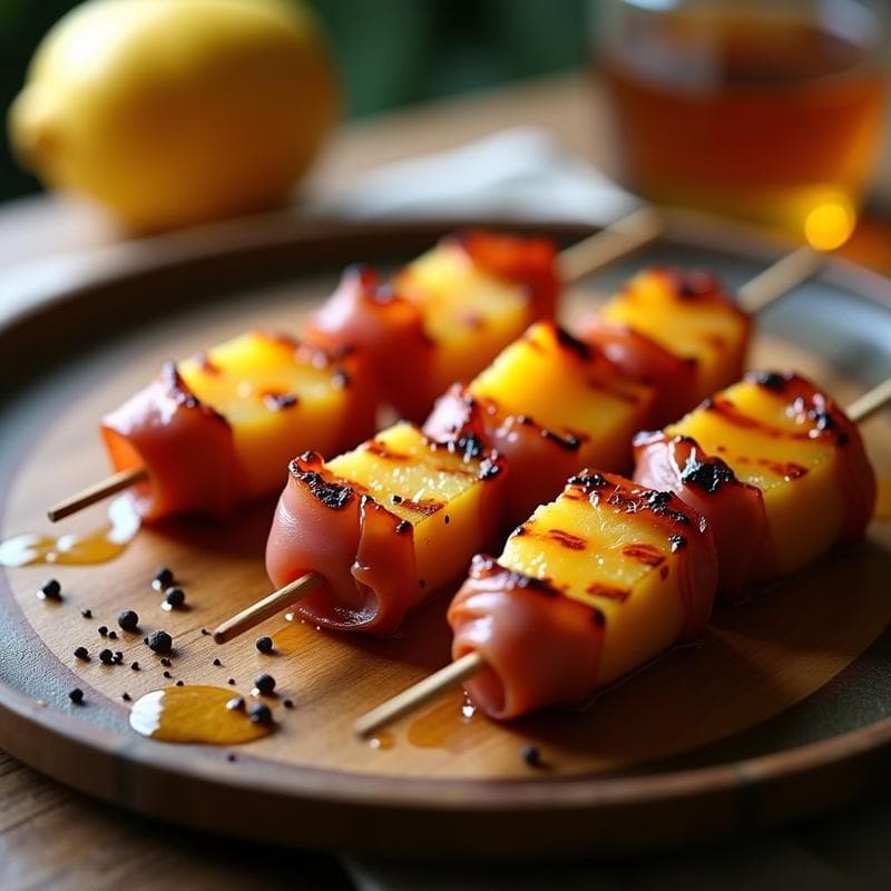 Brochetas de Piña y Jamón Serrano: Receta Grill Rápida con Toque Dulce-Salado