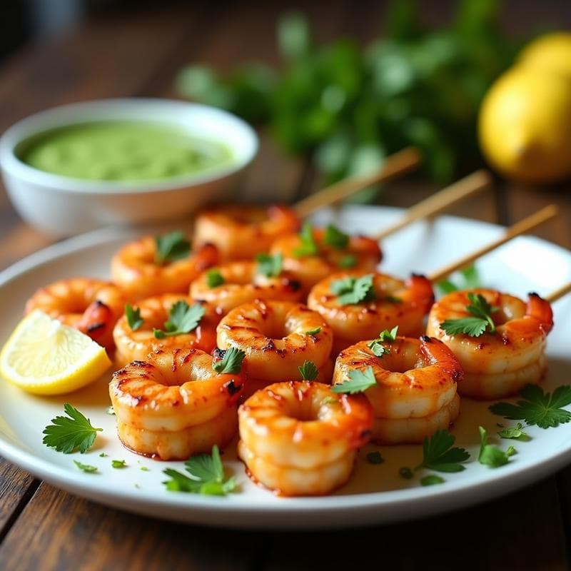 Brochetas de Gambas con Mojo de Cilantro y Limón: Receta en Airfryer con Toque Peruano