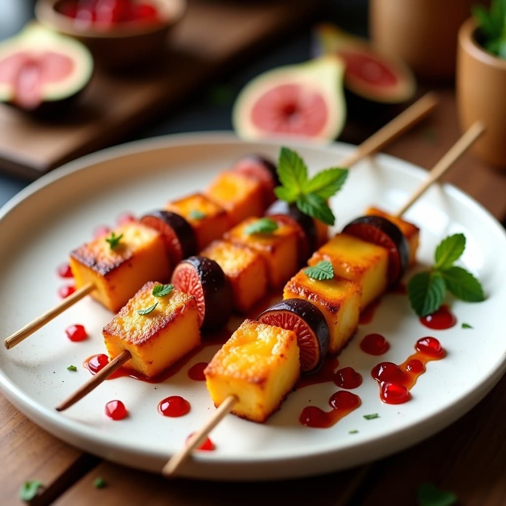 Brochetas de Halloumi y Higos con Salsa de Granada: Aperitivo Chipriota en Airfryer