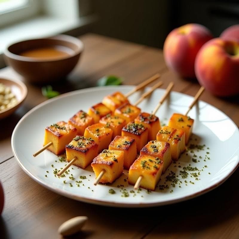 Brochetas de Queso Halloumi Marinado en Zaatar y Melocotón: Entrante Libanés en Airfryer