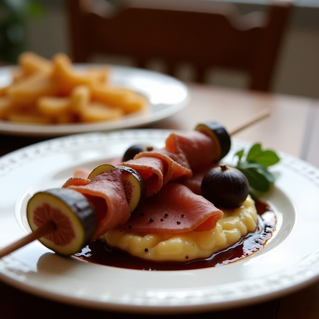 Brochetas de Gamón Ibérico y Higo con Glaseado de Vinagre de Módena: Receta Española Gourmet en Airfryer