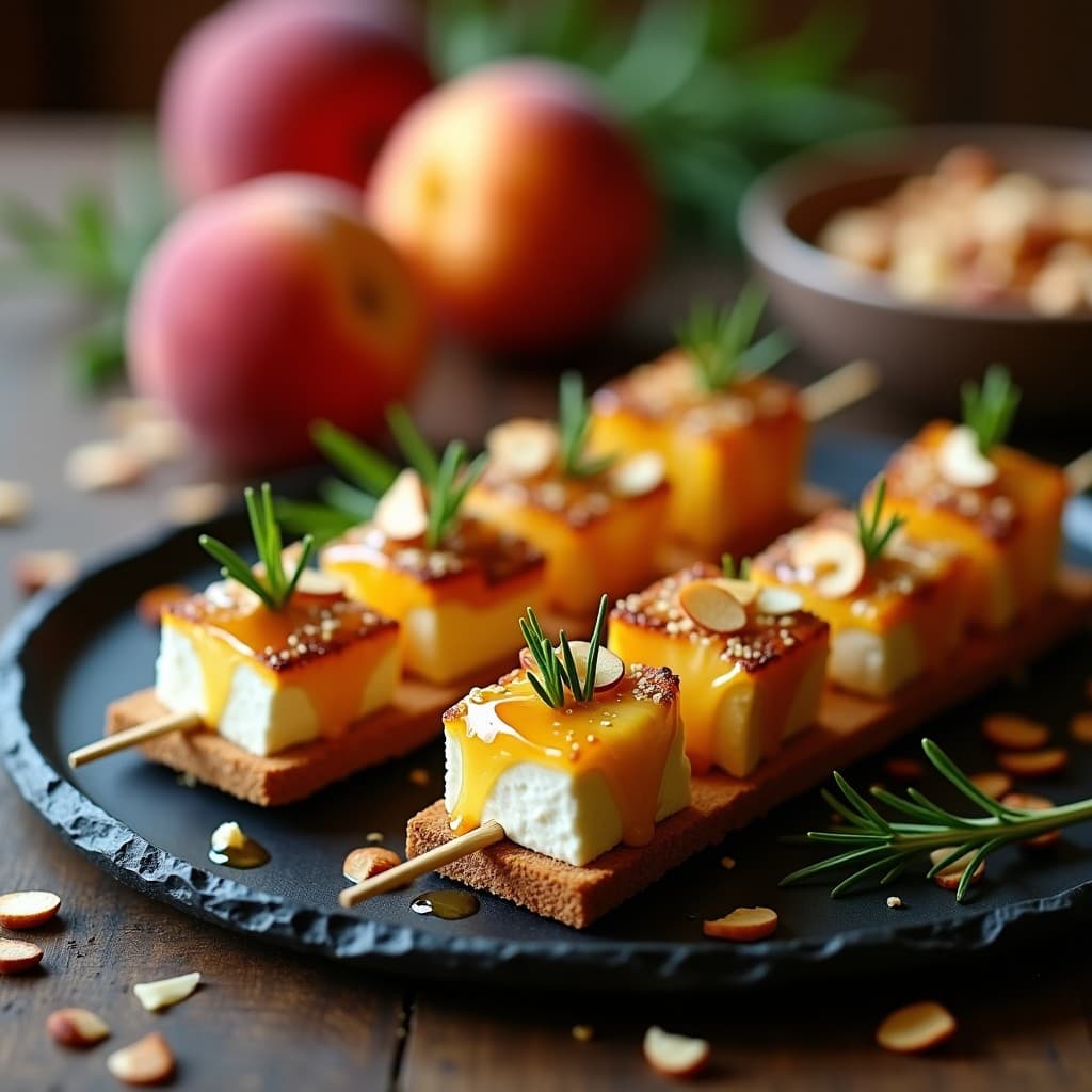 Brochetas de Melocotón y Queso Brie con Miel de Trufa: Receta Francesa en Airfryer