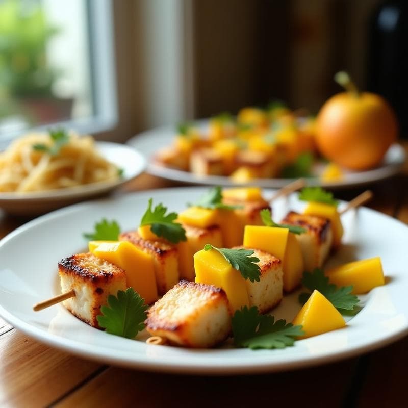 Brochetas de Pescado Blanco con Mango y Hinojo: Receta en Airfryer con Toque Tropical