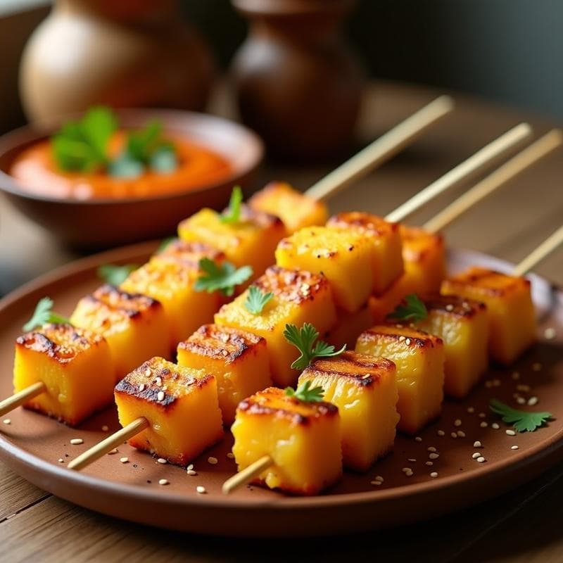 Brochetas de Piña y Queso de Cúrcuma con Salsa de Chile Habanero: Aperitivo Dulce-Picante en Airfryer