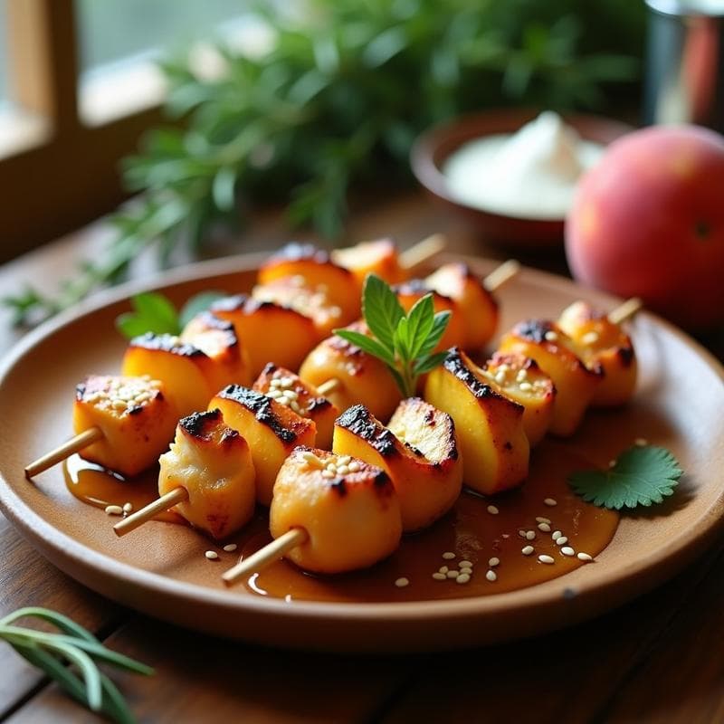 Brochetas de Pollo y Melocotón: Receta al Grill con Marinada de Romerito y Miel en 25 Minutos