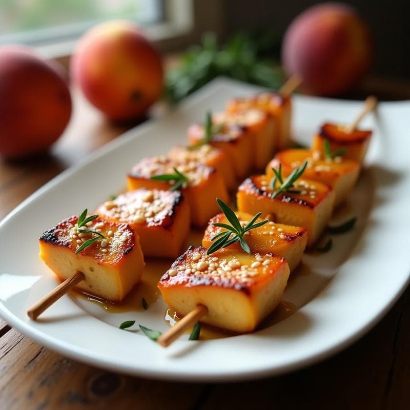 Brochetas de Pollo y Melocotón con Glaseado de Miel y Romero: Receta en Airfryer Dulce-Salada