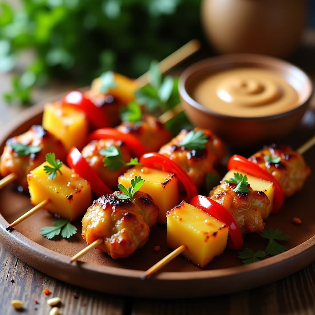 Brochetas de Pollo al Satae con Maní y Cúrcuma: Receta Tailandesa en Airfryer