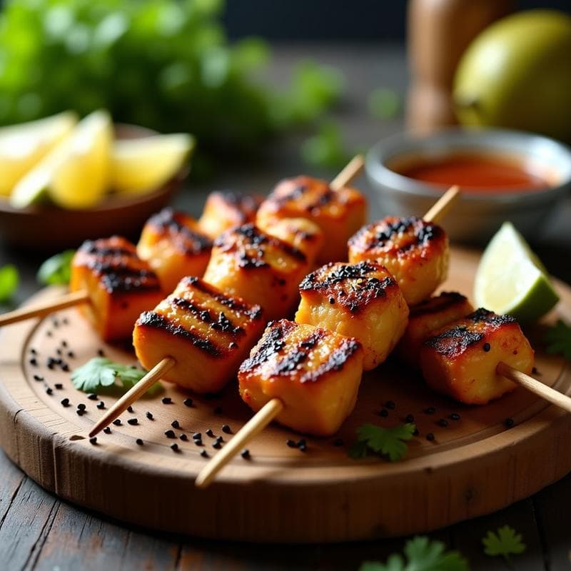 Brochetas de Pollo Teriyaki y Durian: Receta Tailandesa Dulce y Picante al Grill