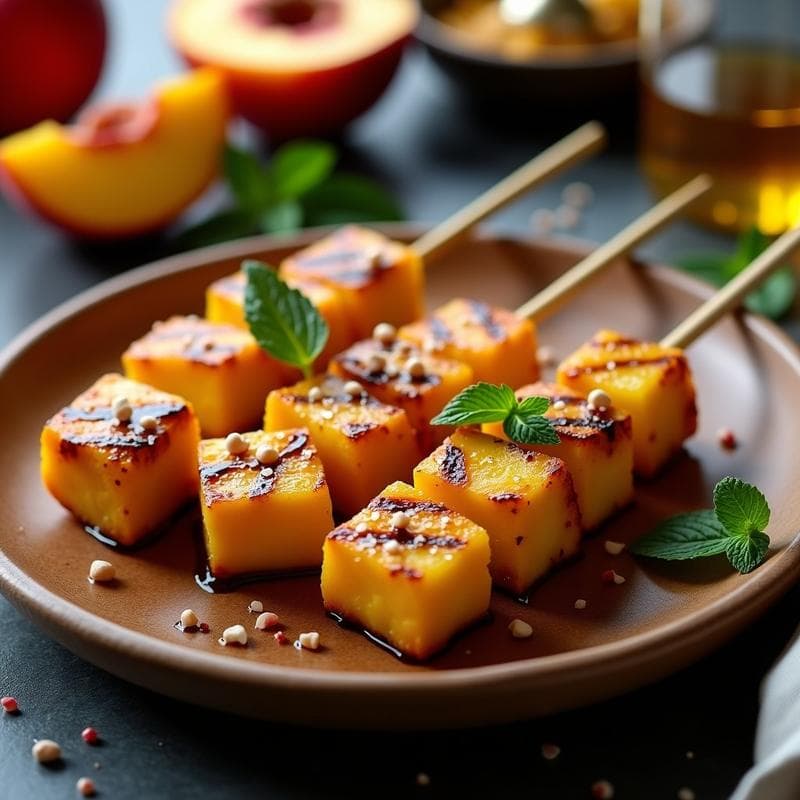 Brochetas de Queso Halloumi y Melocotón: Aperitivo Chipriota Crujiente a la Plancha