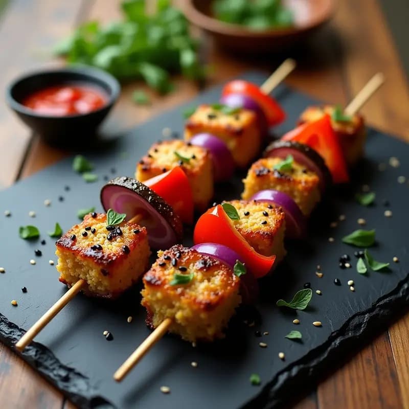 Brochetas de quinoa y champiñones portobello con glaseado de miso: Receta Vegana en Airfryer