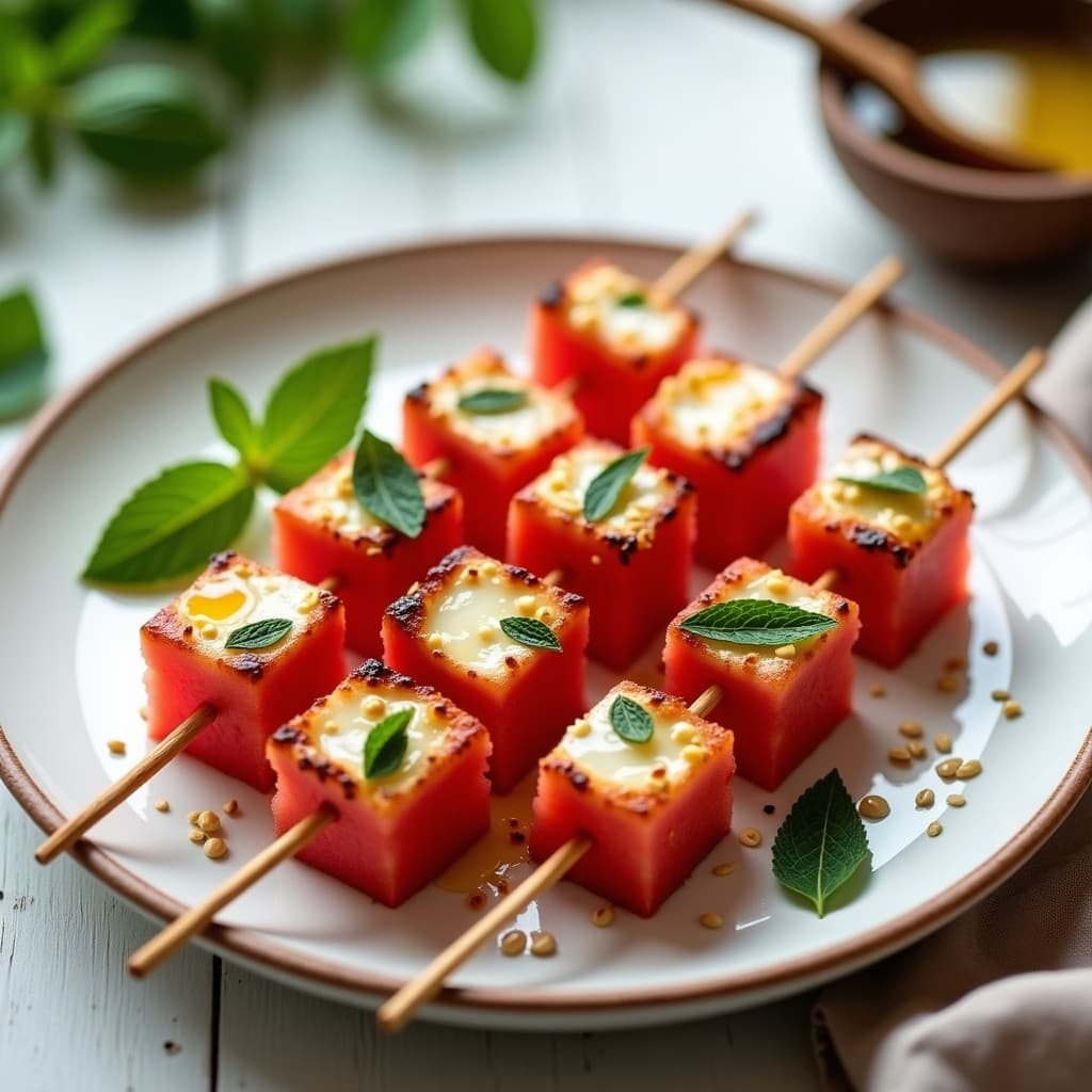 Brochetas de Sandía y Feta con Aceite de Oliva y Menta: Receta Griega Refrescante en Airfryer
