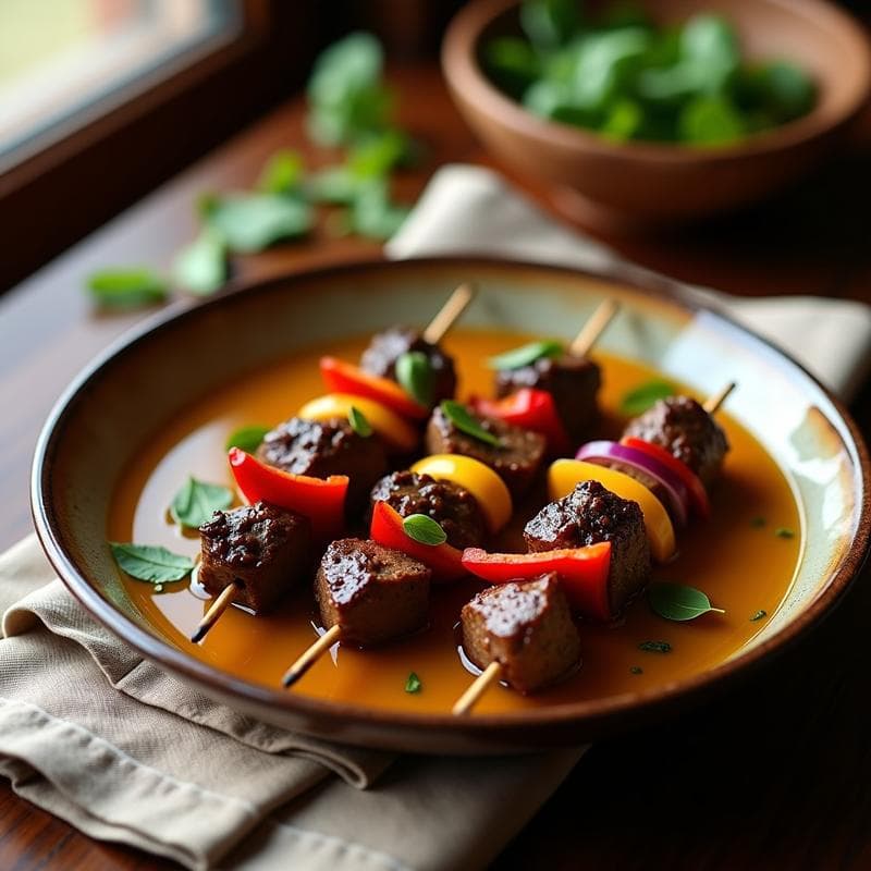 Brochetas de ternera marinada con Antuchas y Ají Amarillo: Receta Peruana en Olla Exprés