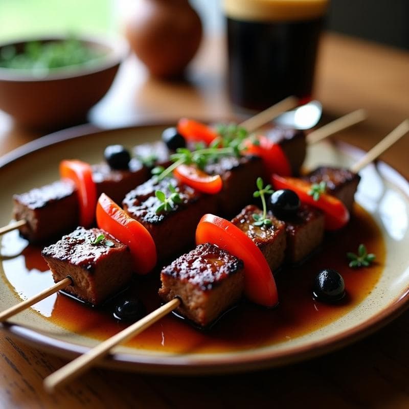 Brochetas de Ternera Maranada en Cerveza Negra y Miel: Receta Griega en Airfryer