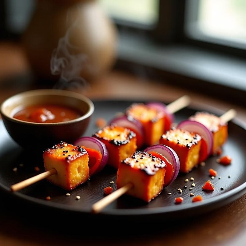 Brochetas de Tofu Marinado en Salsa Teriyaki: Receta Japonesa en Airfryer