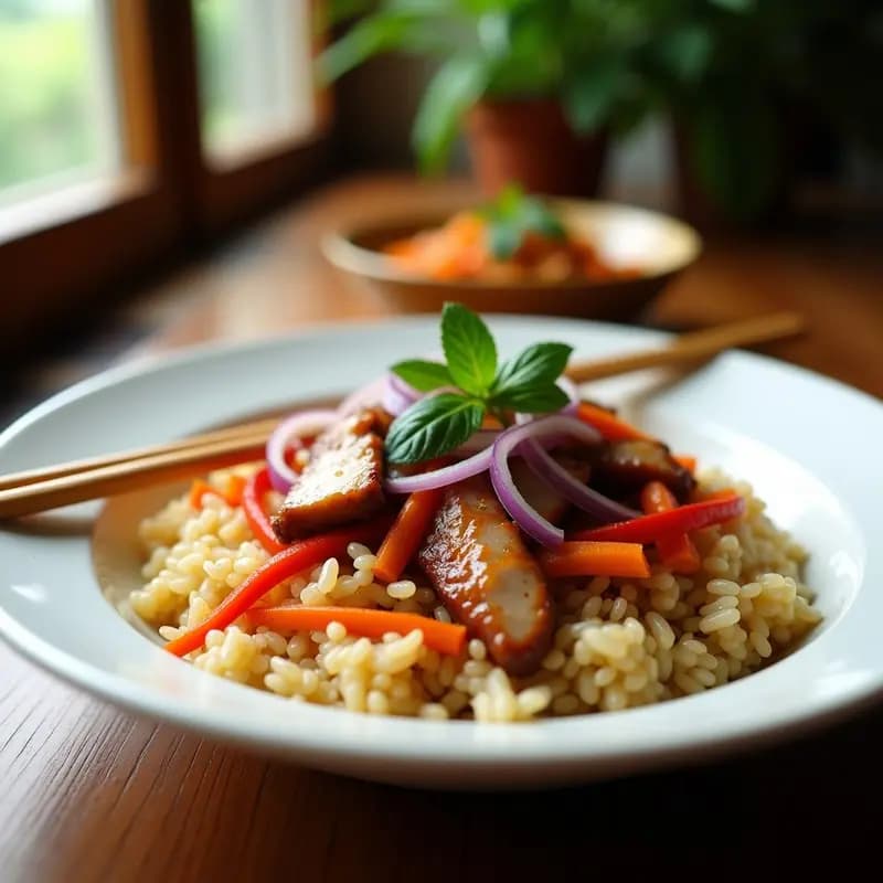 Broken Rice Vietnamita con Cerdo y Vegetales: Receta en Wok Rápida y Sabrosa
