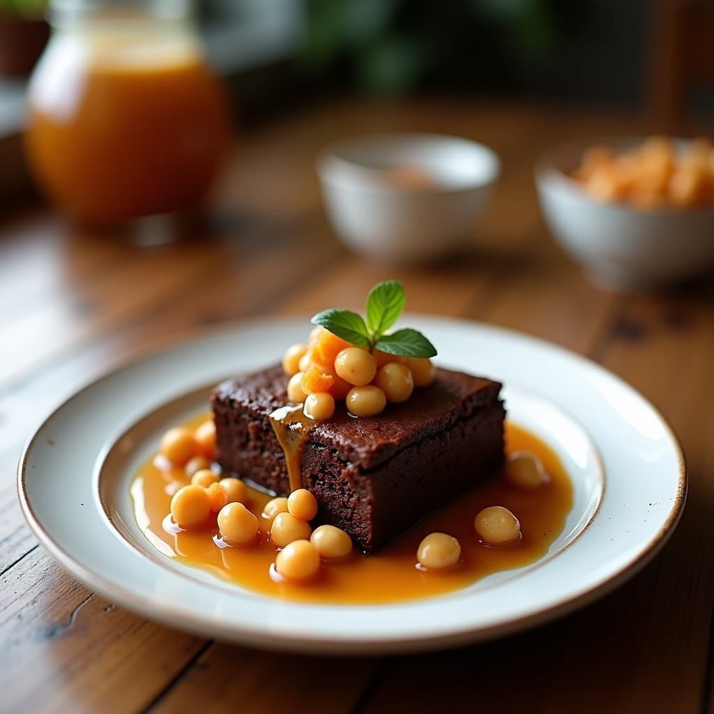 Brownie de Garbanzos Negros y Cacao: Receta Vegana en Airfryer con Salsa de Caramelo Salado