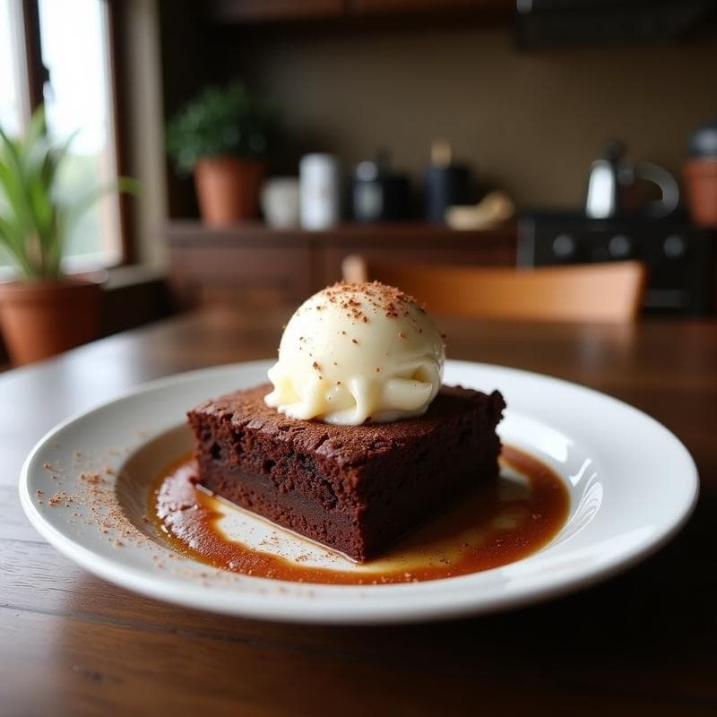 Brownies de Boniato y Cacao con Helado de Vainilla: Postre Sin Harina y Sin Azúcar