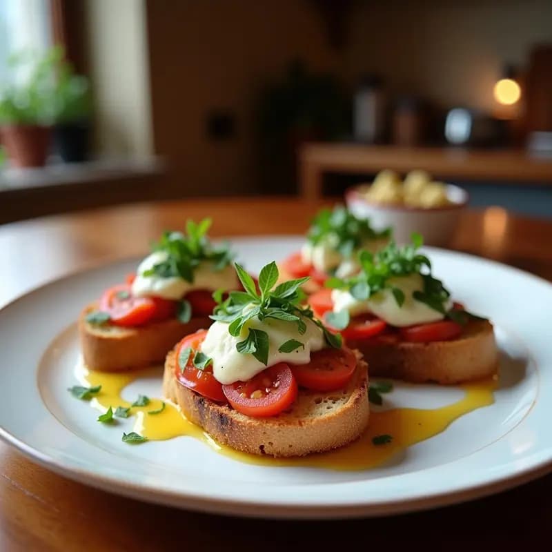 Bruschetta Turca de Ezme y Queso Beyaz Peynir: Entrante Mediterráneo Picante y Fresco
