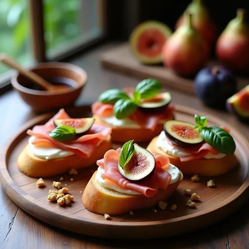 Bruschetta de Higos Frescos y Jamón Serrano: Receta Italiana Dulce-Salada en 10 Minutos
